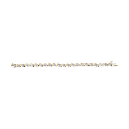 10K Yellow Gold 2.00 Cttw Round Cut Diamond 'S' Cluster Bracelet (J-K Color, I1-I2 Clarity) Bids.com