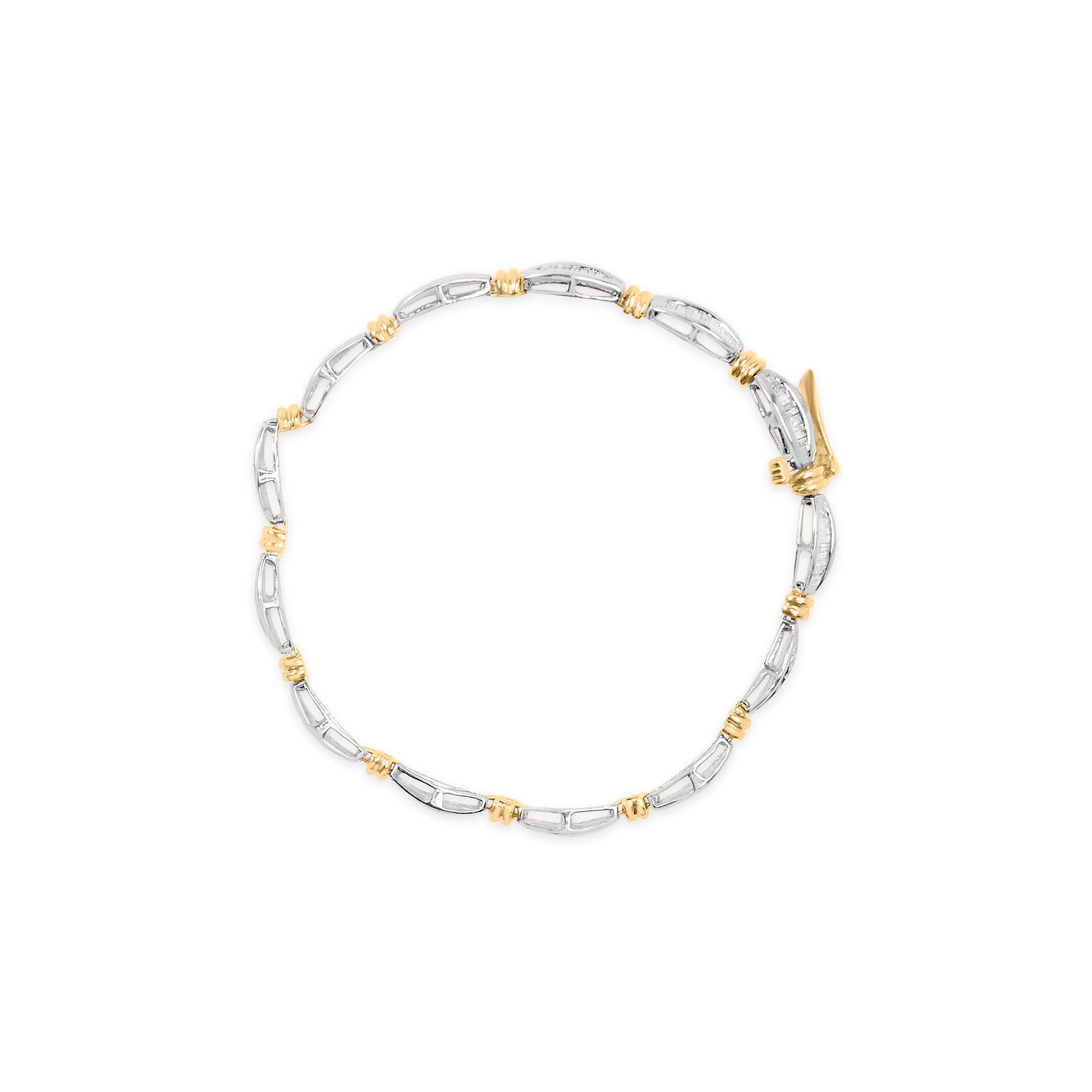 10K Two-Tone Gold 2.0 Cttw Baguette Diamond Channel Link Bracelet Bids.com