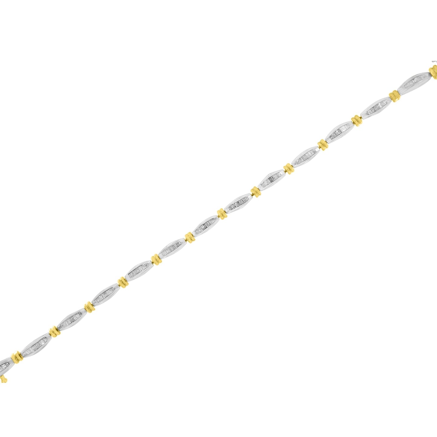 10K Two-Tone Gold 2.0 Cttw Baguette Diamond Channel Link Bracelet Bids.com