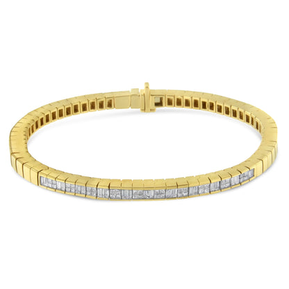 14K Yellow Gold 1-1/10 Cttw Princess & Baguette Cut Diamond 7" Alternating Stone Eternity Tennis Bracelet (G-H Color, VS1-VS2 Clarity) Bids.com