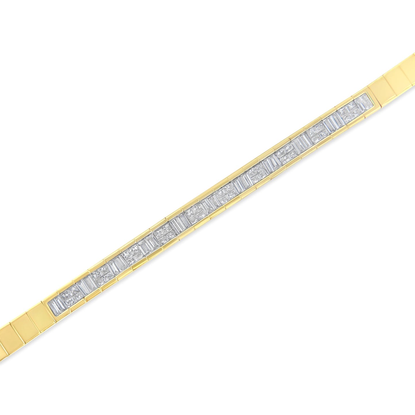 14K Yellow Gold 1-1/10 Cttw Princess & Baguette Cut Diamond 7" Alternating Stone Eternity Tennis Bracelet (G-H Color, VS1-VS2 Clarity) Bids.com