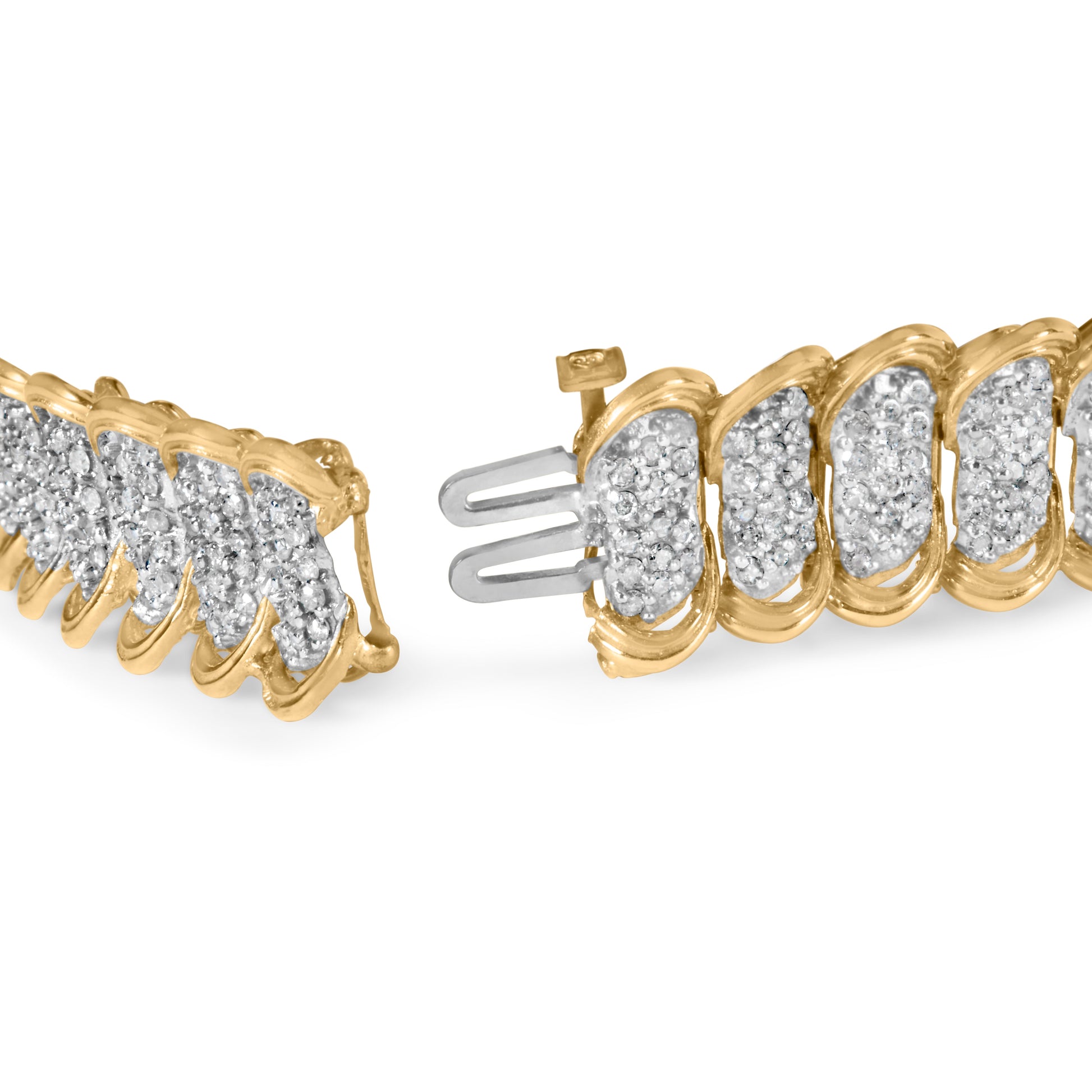 10K Yellow Gold 4.00 Cttw Pave Diamond Classic Link 7" Bracelet (I-J Color, I2-I3 Clarity) Bids.com