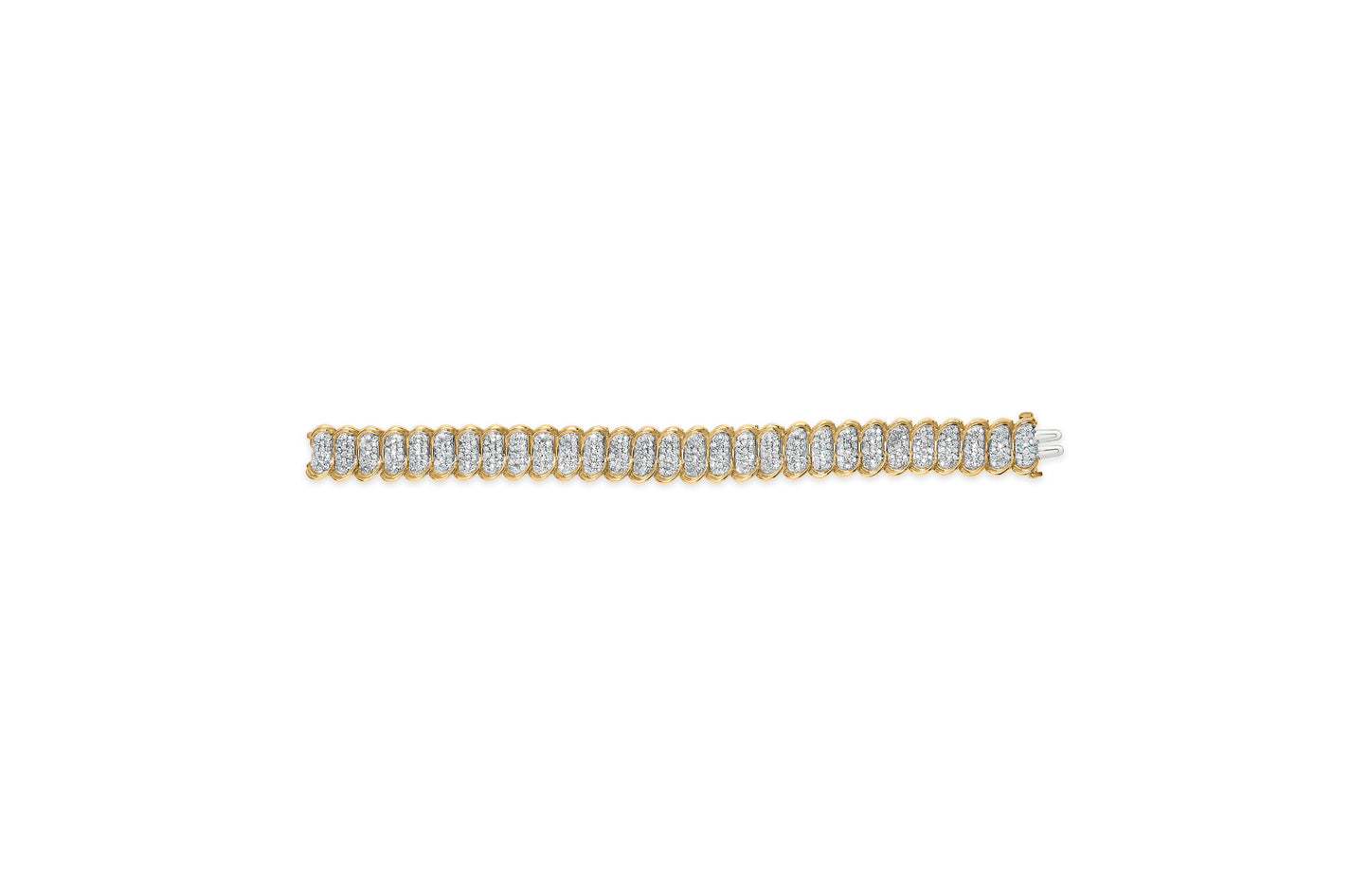 10K Yellow Gold 4.00 Cttw Pave Diamond Classic Link 7" Bracelet (I-J Color, I2-I3 Clarity) Bids.com