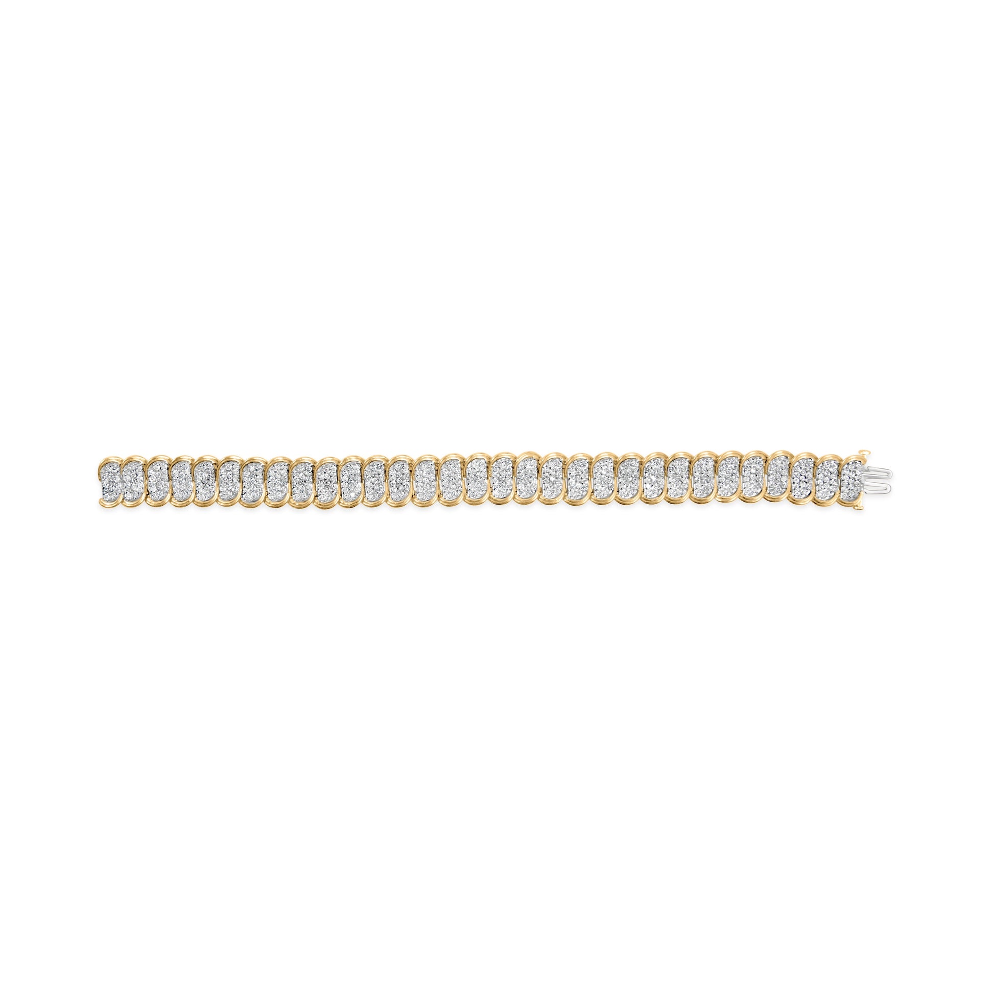 10k Yellow Gold 5.00 Cttw Diamond Oval Banded Link Bracelet (I-J Color, I1-I2 Clarity) - 7" Inches Bids.com