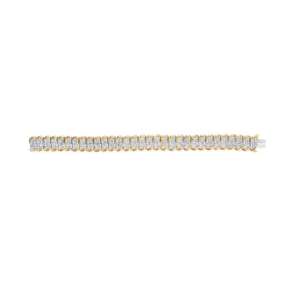 10k Yellow Gold 5.00 Cttw Diamond Oval Banded Link Bracelet (I-J Color, I1-I2 Clarity) - 7" Inches Bids.com