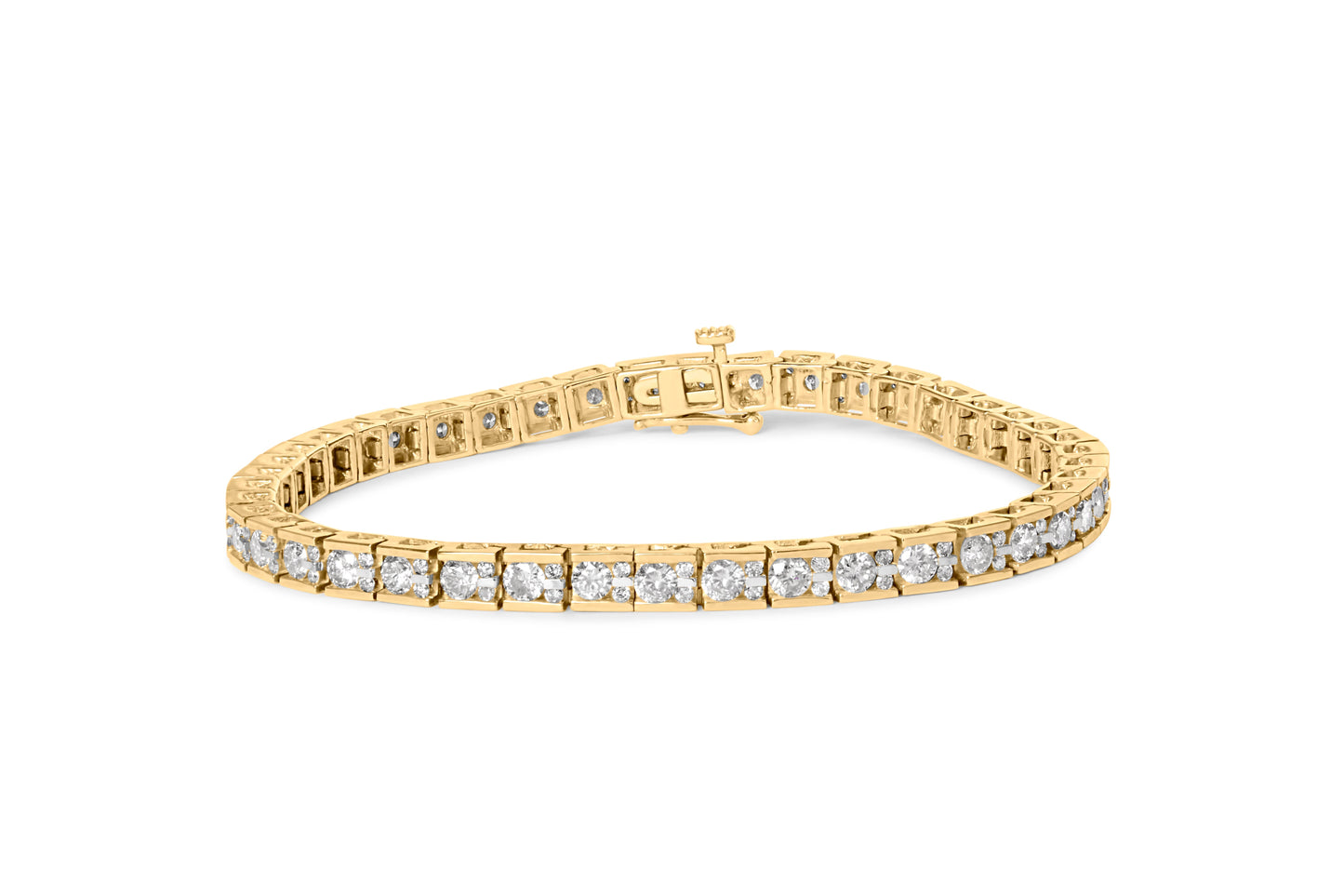 10K Yellow Gold 4.00 Cttw Channel Set Round Diamond Tennis 7" Bracelet (J-K Color, I1-I2 Clarity) Bids.com