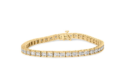 10K Yellow Gold 4.00 Cttw Channel Set Round Diamond Tennis 7" Bracelet (J-K Color, I1-I2 Clarity) Bids.com