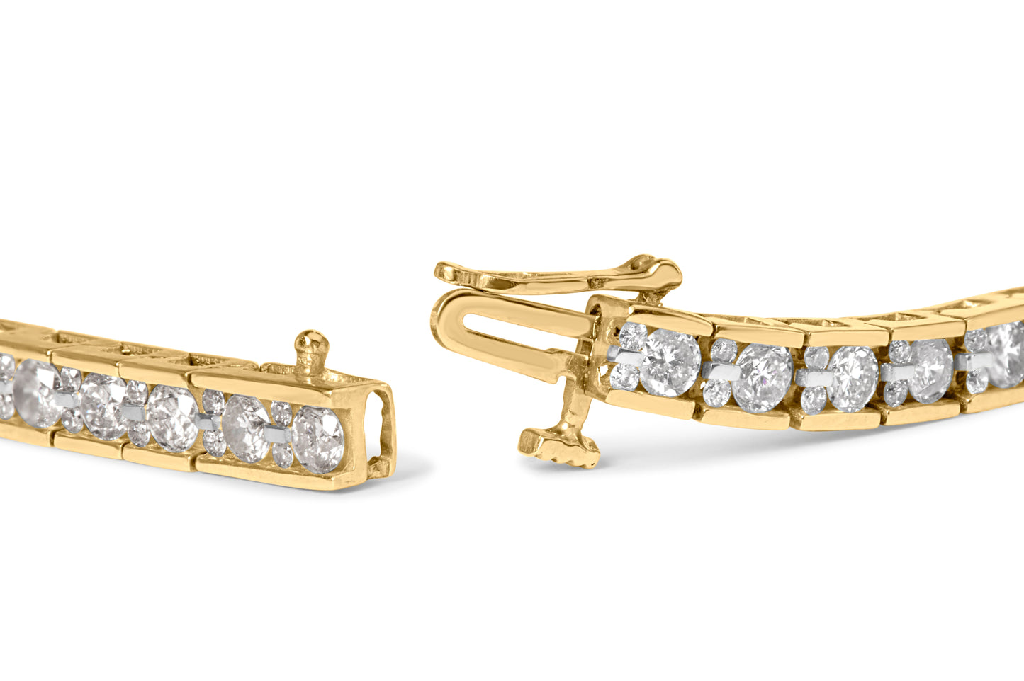 10K Yellow Gold 4.00 Cttw Channel Set Round Diamond Tennis 7" Bracelet (J-K Color, I1-I2 Clarity) Bids.com