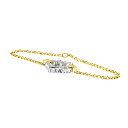 10K Two Tone Gold 1/4 Cttw Diamond Encrusted Heart Charm 7" Bracelet (H-I Color, I1-I2 Clarity) Bids.com