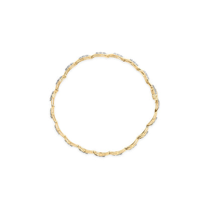10k Yellow Gold 1/3 Cttw Diamond 3 Stone Teardrop Design Link Bracelet (I-J Color, I1-I2 Clarity) - 7.25" Inches Bids.com