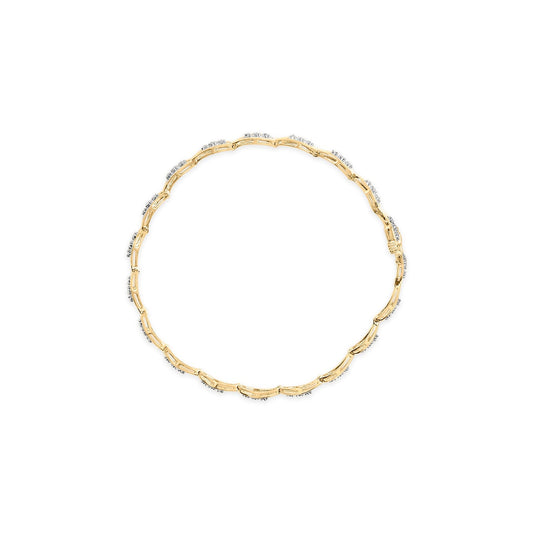 10k Yellow Gold 1/3 Cttw Diamond 3 Stone Teardrop Design Link Bracelet (I-J Color, I1-I2 Clarity) - 7.25" Inches Bids.com