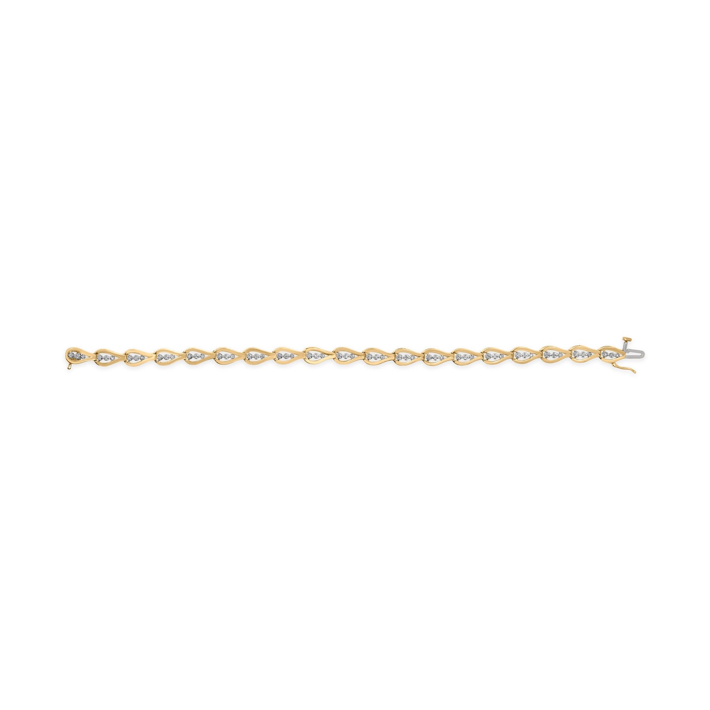 10k Yellow Gold 1/3 Cttw Diamond 3 Stone Teardrop Design Link Bracelet (I-J Color, I1-I2 Clarity) - 7.25" Inches Bids.com
