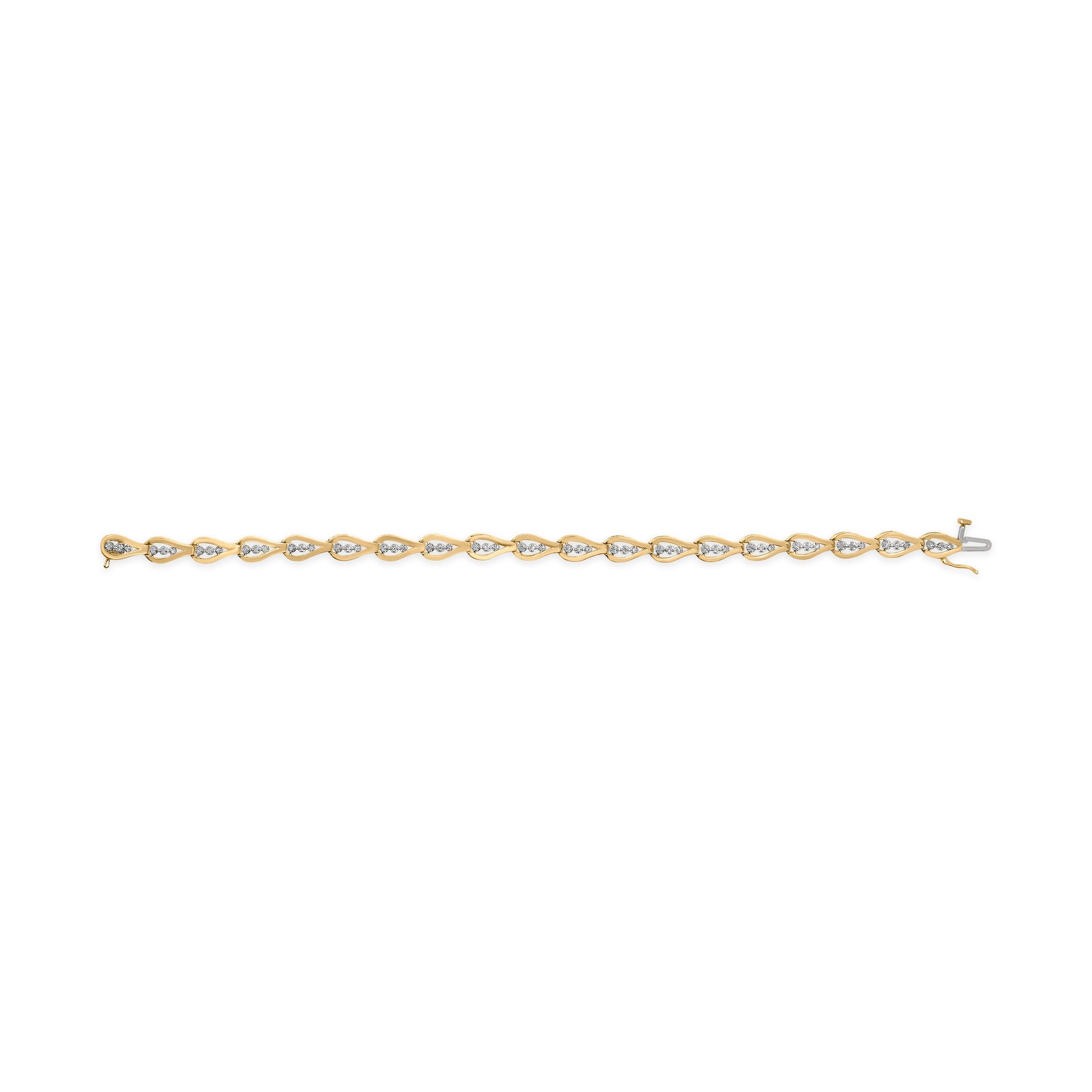 10k Yellow Gold 1/3 Cttw Diamond 3 Stone Teardrop Design Link Bracelet (I-J Color, I1-I2 Clarity) - 7.25" Inches Bids.com