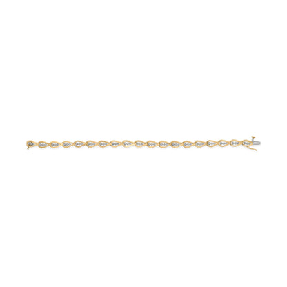 10k Yellow Gold 1/3 Cttw Diamond 3 Stone Teardrop Design Link Bracelet (I-J Color, I1-I2 Clarity) - 7.25" Inches Bids.com