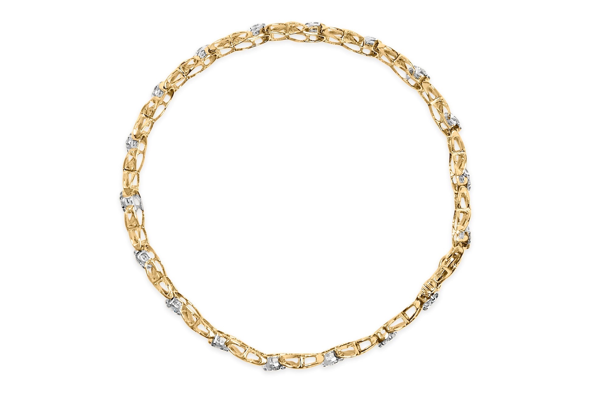 10K White Gold 1.00 Cttw Diamond Floral Cluster and X-Link 7.25" Bracelet (I-J Color, I1-I2 Clarity) Bids.com