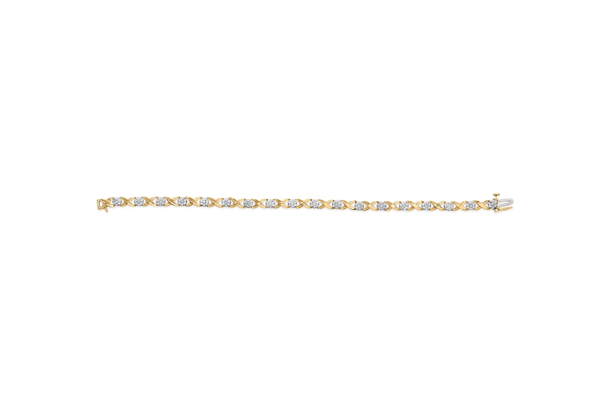 10K White Gold 1.00 Cttw Diamond Floral Cluster and X-Link 7.25" Bracelet (I-J Color, I1-I2 Clarity) Bids.com