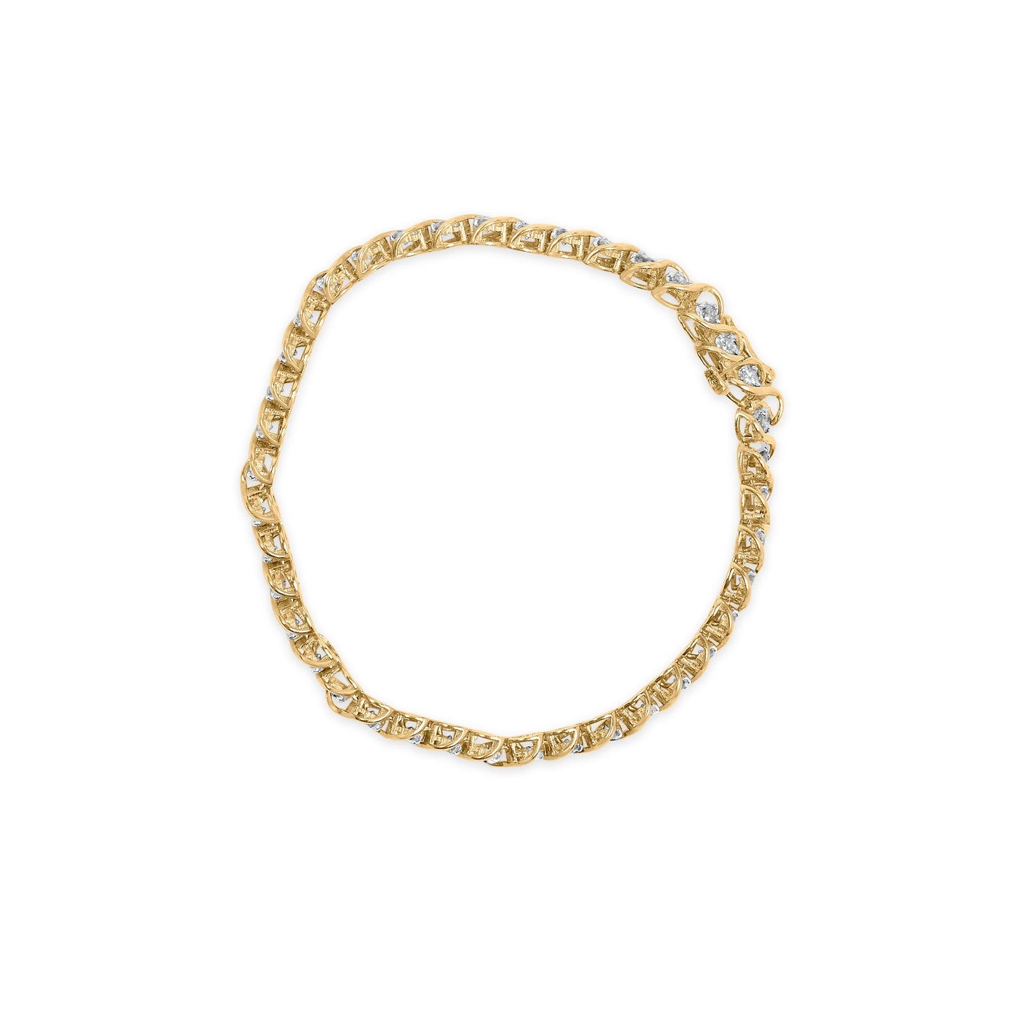 10K Yellow Gold 3 cttw Round-Cut Diamond Spiral Link 7.50" Bracelet (I-J Color, I1-I2 Clarity) Bids.com
