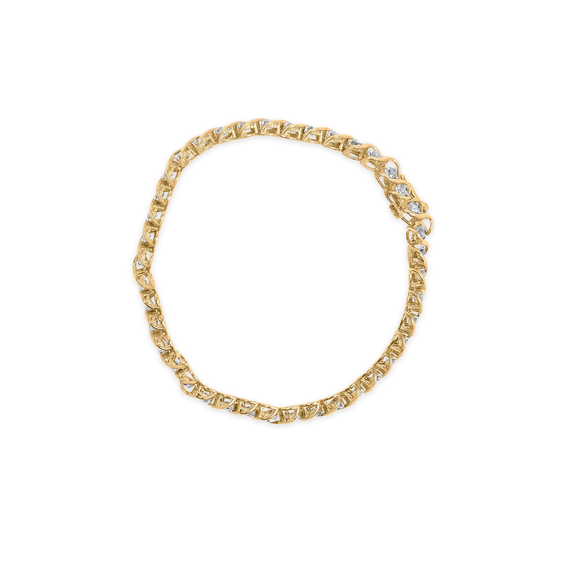 10K Yellow Gold 3 cttw Round-Cut Diamond Spiral Link 7.50" Bracelet (I-J Color, I1-I2 Clarity) Bids.com