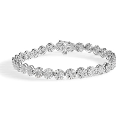 14K White Gold 2.00 Cttw Diamond Halo Link Tennis Bracelet (H-I Color, I1-I2 Clarity) - 7" Inches Bids.com