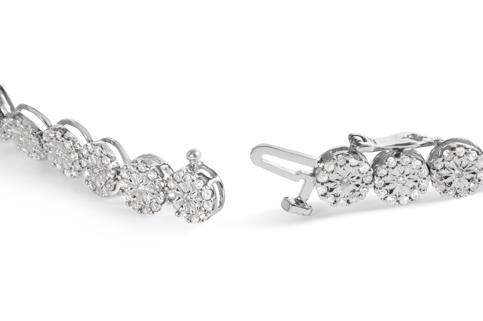 14K White Gold 2.00 Cttw Diamond Halo Link Tennis Bracelet (H-I Color, I1-I2 Clarity) - 7" Inches Bids.com