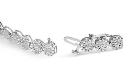 14K White Gold 2.00 Cttw Diamond Halo Link Tennis Bracelet (H-I Color, I1-I2 Clarity) - 7" Inches Bids.com