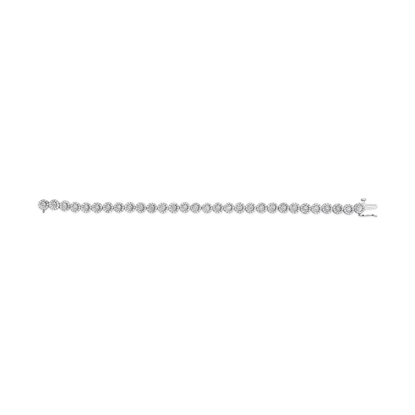 14K White Gold 2.00 Cttw Diamond Halo Link Tennis Bracelet (H-I Color, I1-I2 Clarity) - 7" Inches Bids.com