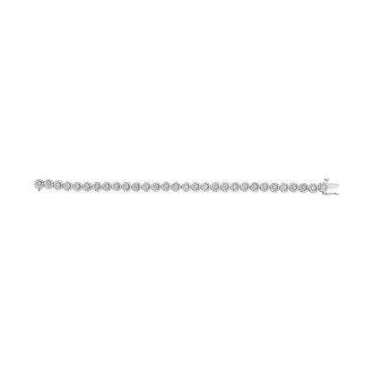 14K White Gold 2.00 Cttw Diamond Halo Link Tennis Bracelet (H-I Color, I1-I2 Clarity) - 7" Inches Bids.com