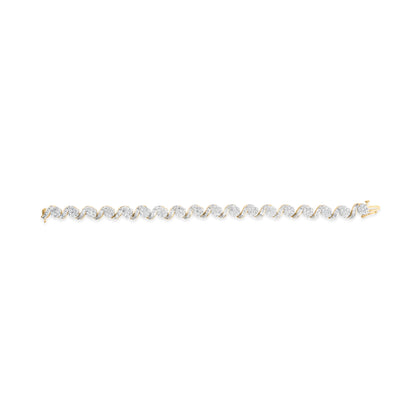 10k Yellow Gold 5.00 Cttw Round-Cut and Baguette-Cut Diamond Floral Link 7.25" Bracelet (I-J Color, I2-I3 Clarity) Bids.com