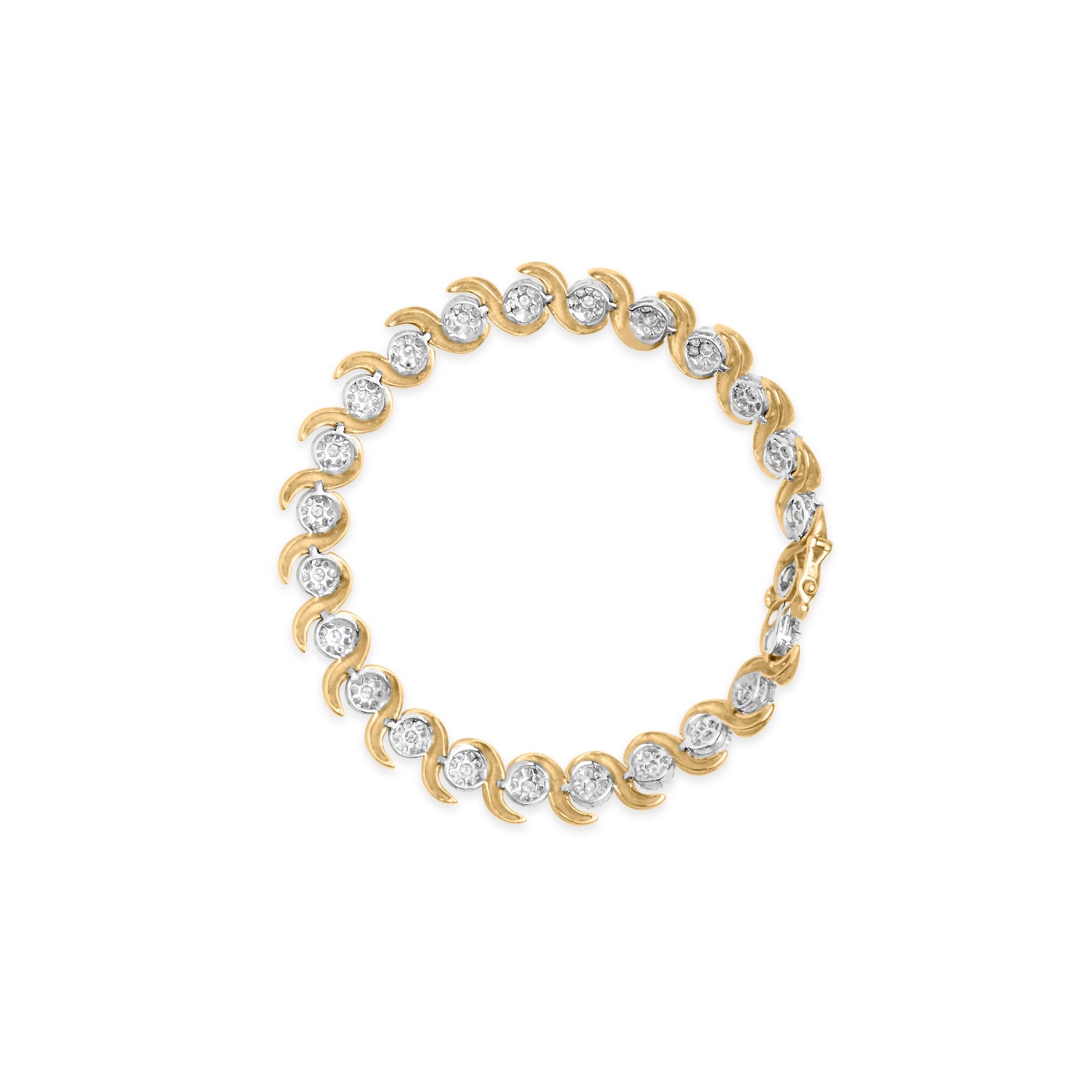 10K Yellow Gold 4.00 Cttw Round-Cut Diamond Floral Link 7.5" Bracelet (H-I Color, I2-I3 Clarity) Bids.com