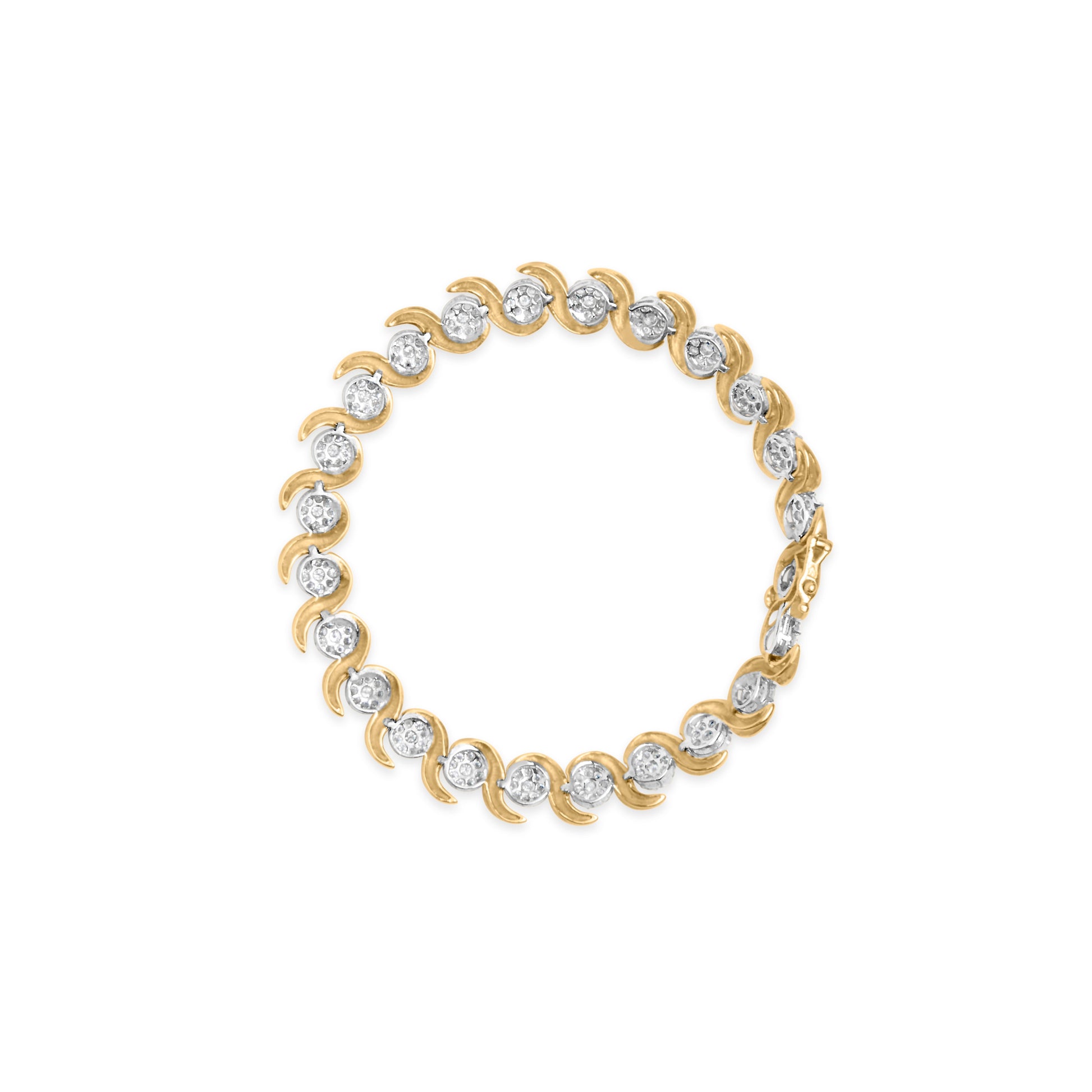 10K Yellow Gold 4.00 Cttw Round-Cut Diamond Floral Link 7.5" Bracelet (H-I Color, I2-I3 Clarity) Bids.com