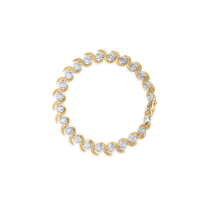 10K Yellow Gold 4.00 Cttw Round-Cut Diamond Floral Link 7.5" Bracelet (H-I Color, I2-I3 Clarity) Bids.com