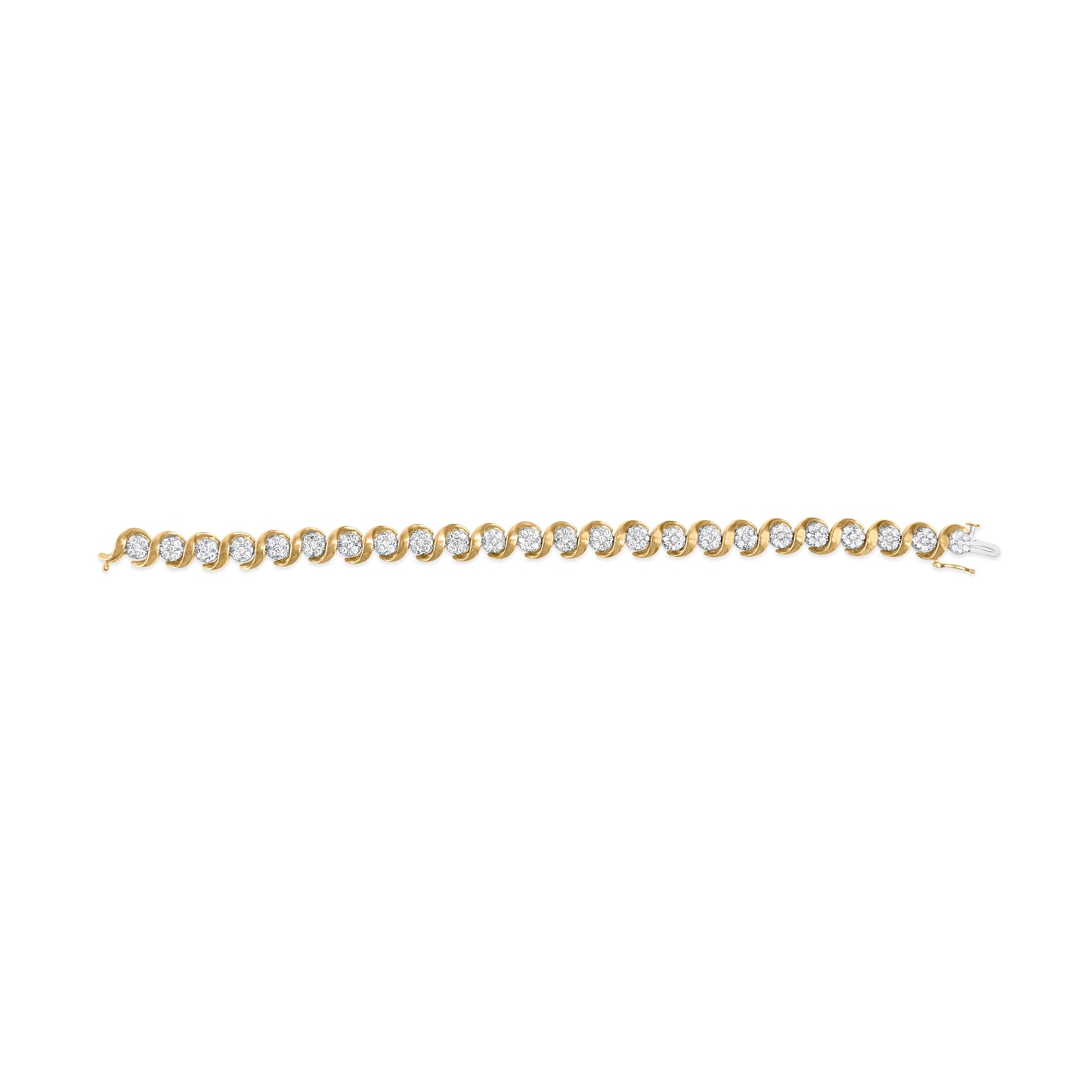 10K Yellow Gold 4.00 Cttw Round-Cut Diamond Floral Link 7.5" Bracelet (H-I Color, I2-I3 Clarity) Bids.com