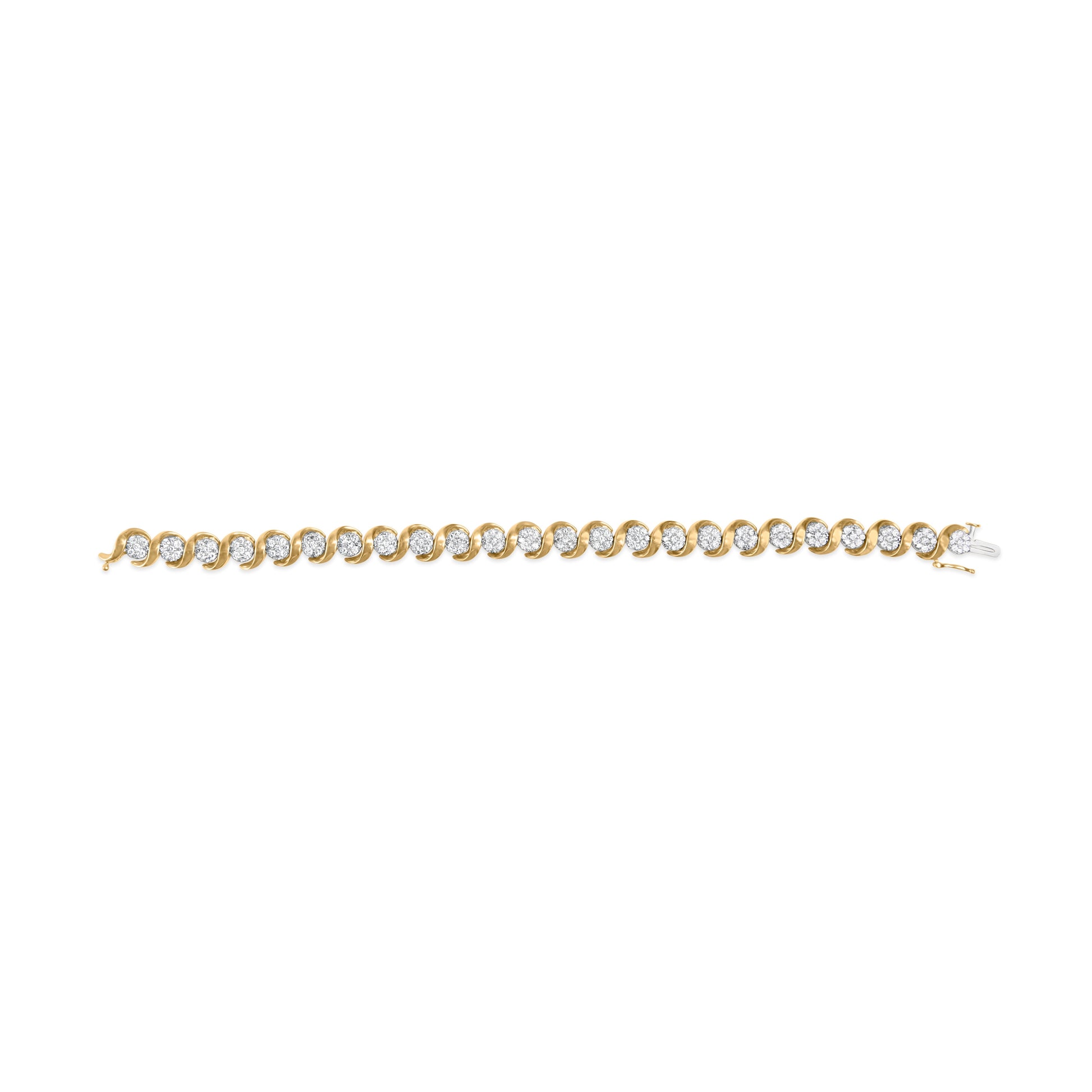 10K Yellow Gold 4.00 Cttw Round-Cut Diamond Floral Link 7.5" Bracelet (H-I Color, I2-I3 Clarity) Bids.com