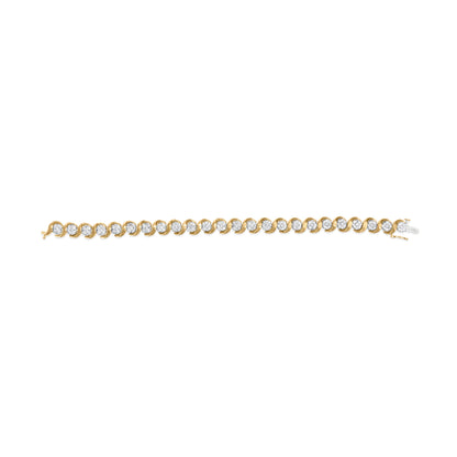 10K Yellow Gold 4.00 Cttw Round-Cut Diamond Floral Link 7.5" Bracelet (H-I Color, I2-I3 Clarity) Bids.com
