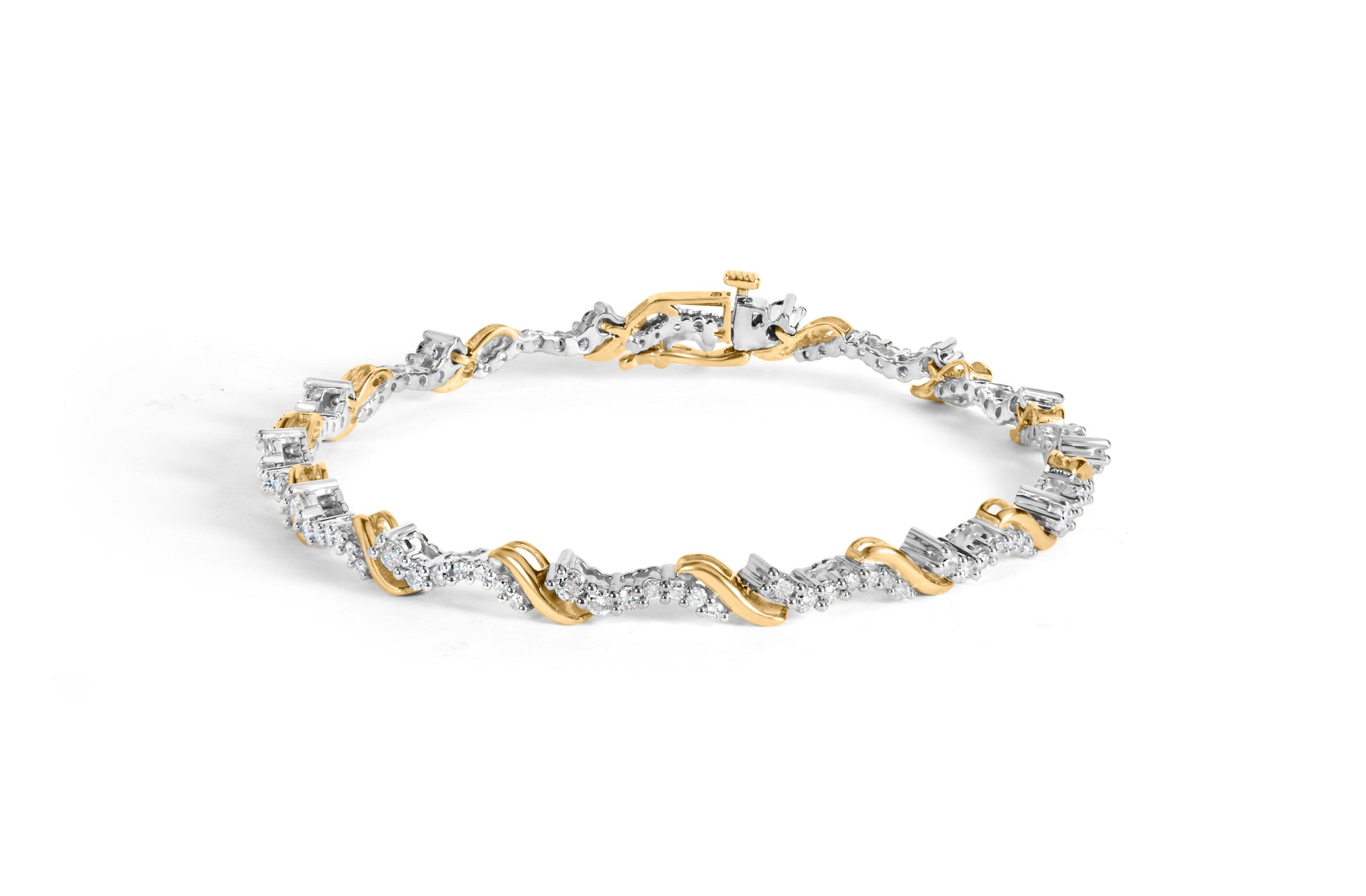 10K Yellow and White Gold 2.00 Cttw Diamond "S" Link 7" Bracelet (H-I Color, I2-I3 Clarity) Bids.com