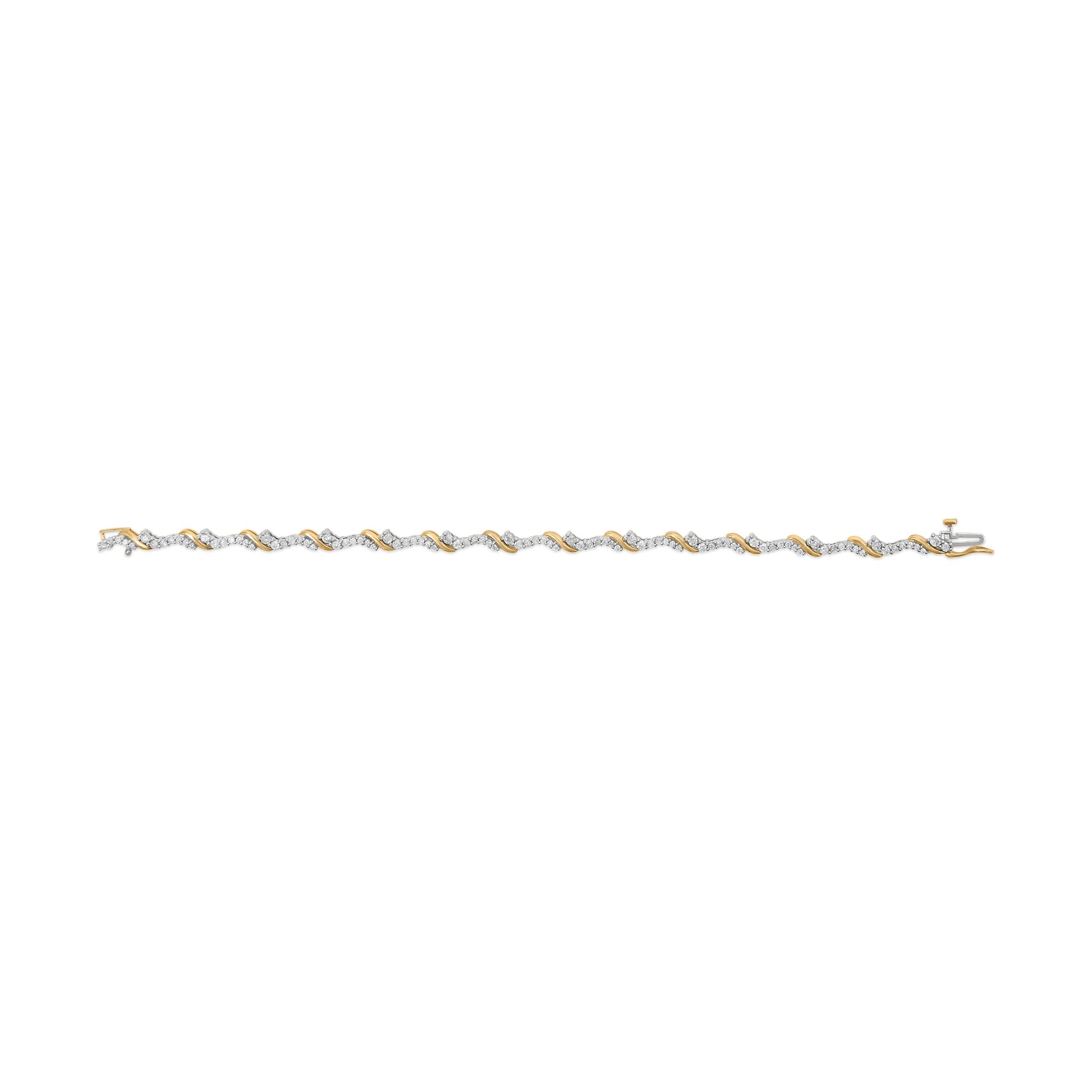10K Yellow and White Gold 2.00 Cttw Diamond "S" Link 7" Bracelet (H-I Color, I2-I3 Clarity) Bids.com