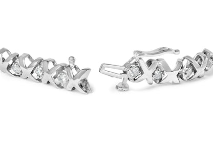10K White Gold 1 1/2 Cttw Diamond Alternating Diamond and X-Link 7.5" Tennis Bracelet (H-I Color, I2-I3 Clarity) Bids.com