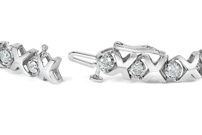 10k White Gold 2.00 Cttw Round-Cut Diamond "XOXO" Link 7" Bracelet (I-J Color, I2-I3 Clarity) Bids.com