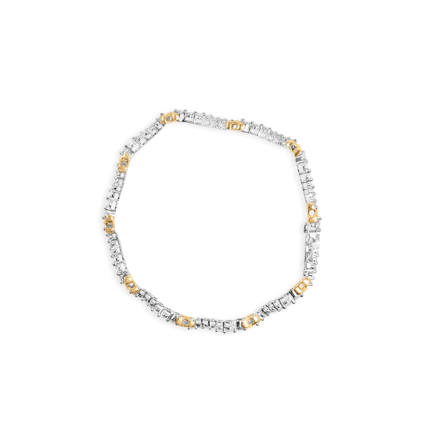 10K Two-Tone 2.00 Cttw Diamond "X" and Wave Link Bracelet (H-I Color, I1-I2 Clarity) - 7" Inches Bids.com