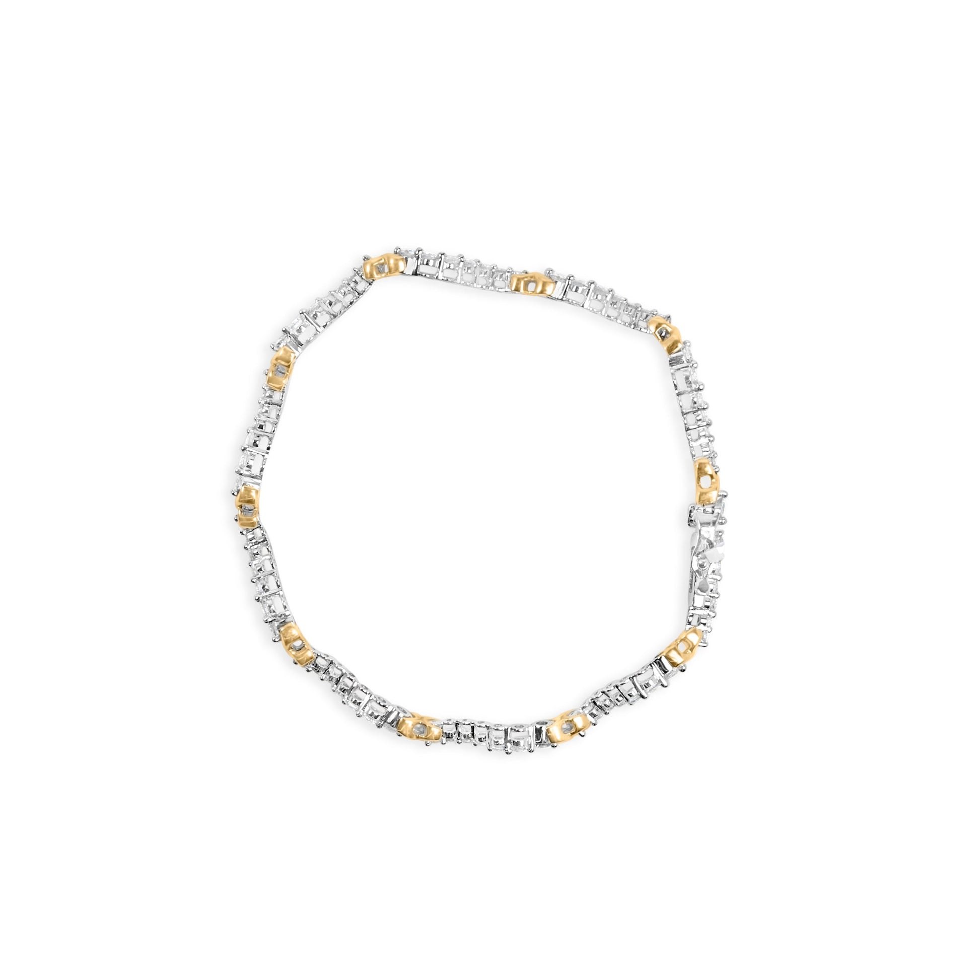 10K Two-Tone 2.00 Cttw Diamond "X" and Wave Link Bracelet (H-I Color, I1-I2 Clarity) - 7" Inches Bids.com