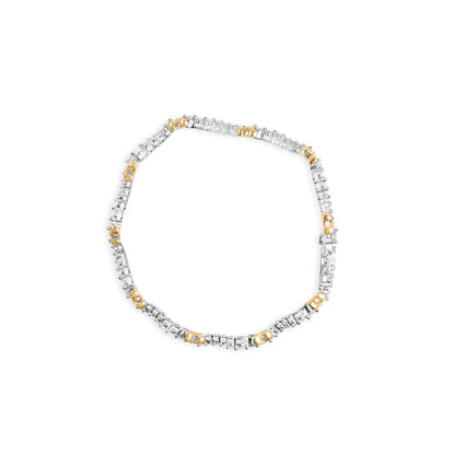 10K Two-Tone 2.00 Cttw Diamond "X" and Wave Link Bracelet (H-I Color, I1-I2 Clarity) - 7" Inches Bids.com
