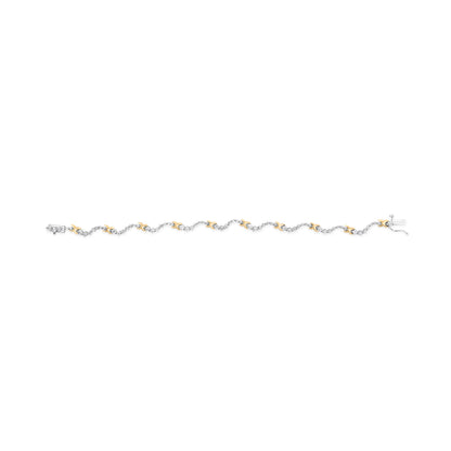 10K Two-Tone 2.00 Cttw Diamond "X" and Wave Link Bracelet (H-I Color, I1-I2 Clarity) - 7" Inches Bids.com
