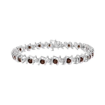 .925 Sterling Silver, Lab-Grown Gemstone and 4 Cttw Round Diamond Tennis Bracelet (H-I Color, I1-I2 Clarity) - Created Blue Sapphire, September Birthstone Bids.com