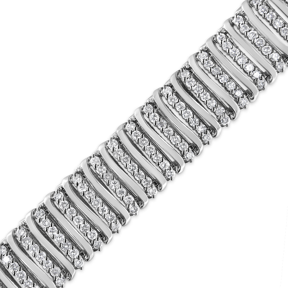 .925 Sterling Silver 8 1/2 Cttw Diamond 7 Row Chevron "S" Curved Link Tennis Bracelet (I-J color, I1-I2 clarity) - 7.25" Bids.com