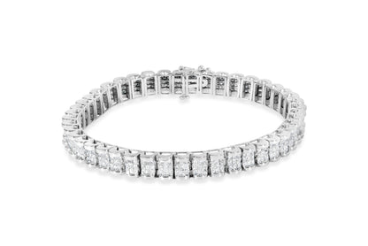 14K White Gold 5.00 Cttw Invisible Set Princess-Cut Diamond Belt and Buckle Tennis 7" Bracelet (H-I Color, SI1-SI2 Clarity) Bids.com