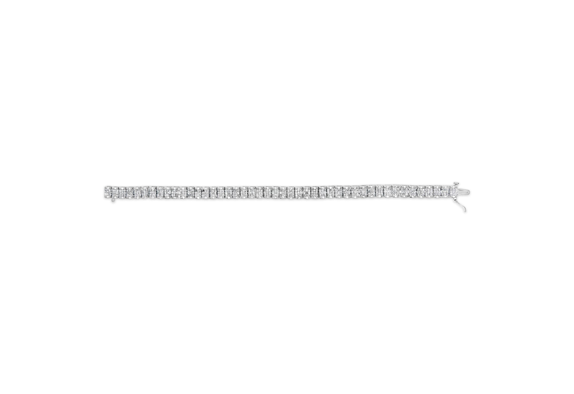 14K White Gold 5.00 Cttw Invisible Set Princess-Cut Diamond Belt and Buckle Tennis 7" Bracelet (H-I Color, SI1-SI2 Clarity) Bids.com