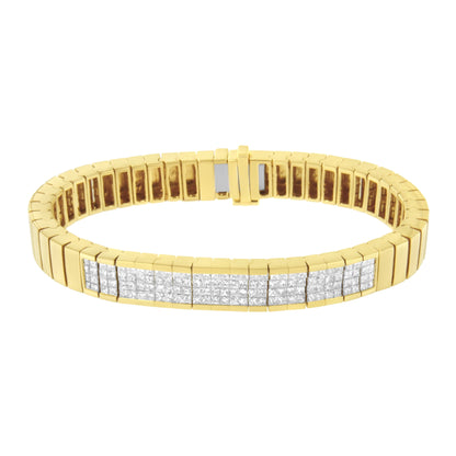 14K Yellow Gold 3 5/8 cttw Invisible Set Princess-Cut Diamond ID Tennis Bracelet (I-J Color, SI1-SI2 Clarity) - Size 7" Bids.com