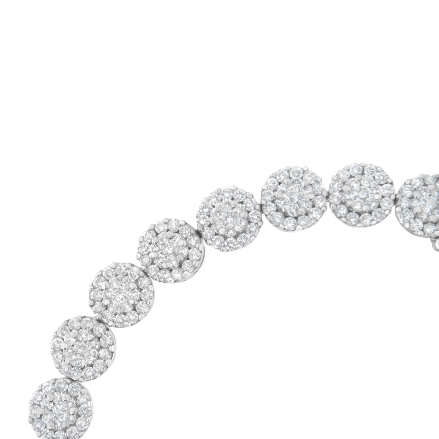 14K White Gold 3-3/4 Cttw Round-Brilliant Cut Diamond 7-1/4" Round Cluster Links Tennis Bracelet (I-J Color, SI2-I1 Clarity) Bids.com