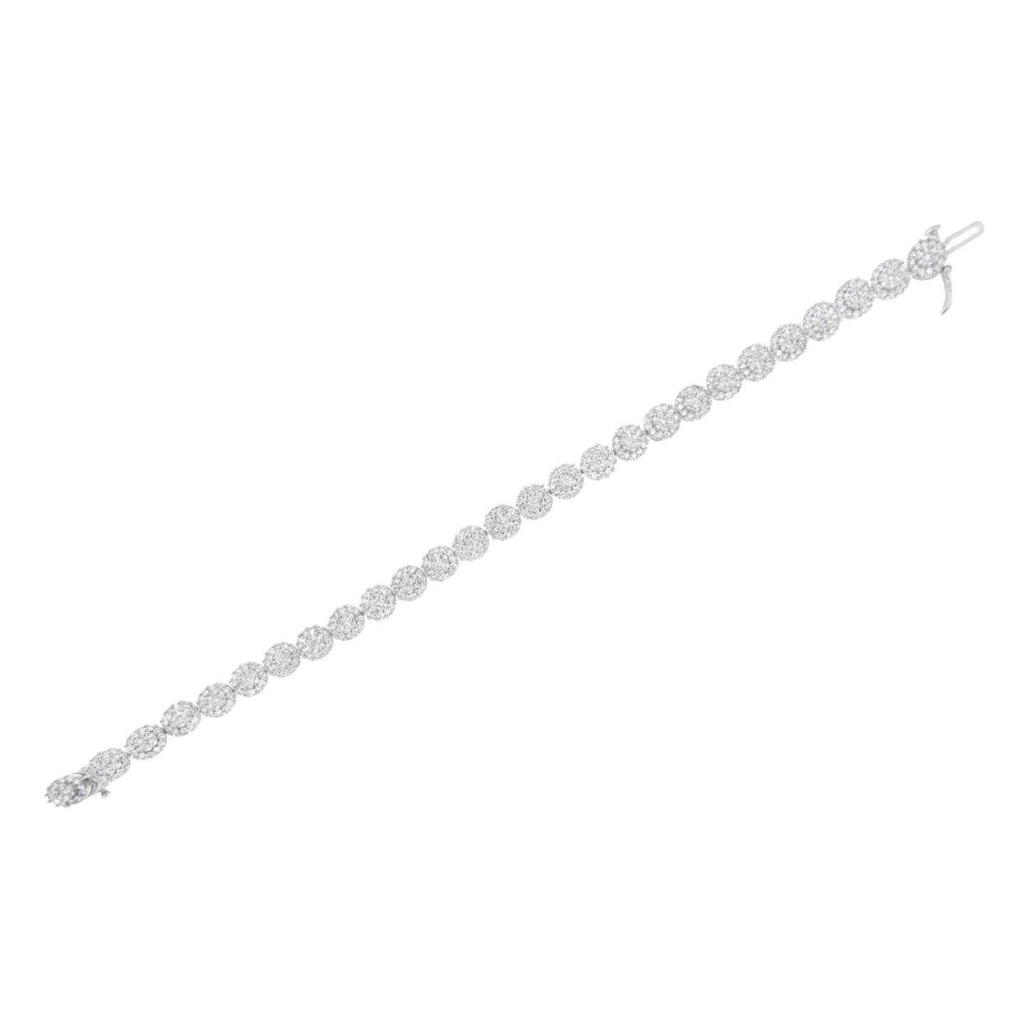 14K White Gold 3-3/4 Cttw Round-Brilliant Cut Diamond 7-1/4" Round Cluster Links Tennis Bracelet (I-J Color, SI2-I1 Clarity) Bids.com