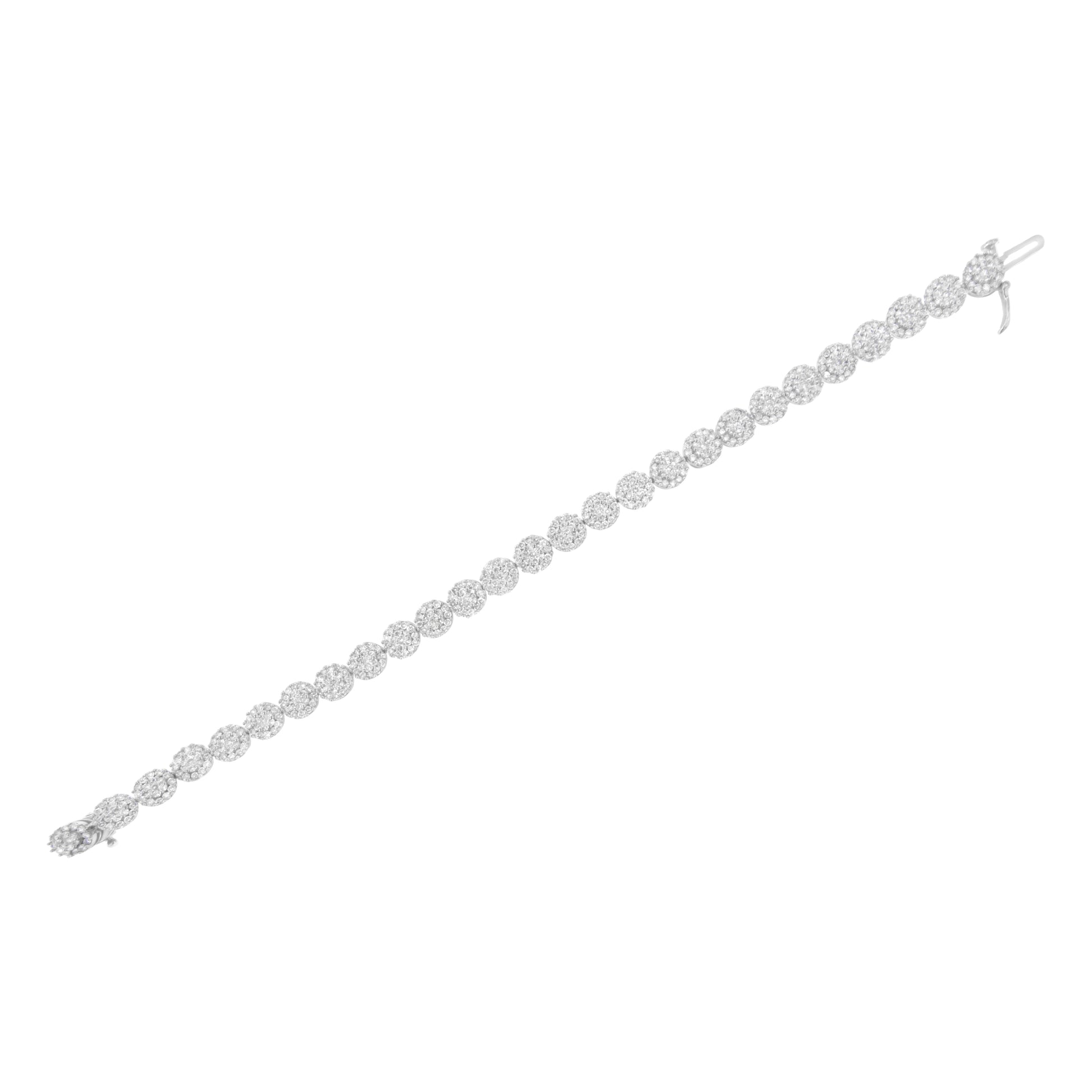 14K White Gold 3-3/4 Cttw Round-Brilliant Cut Diamond 7-1/4" Round Cluster Links Tennis Bracelet (I-J Color, SI2-I1 Clarity) Bids.com